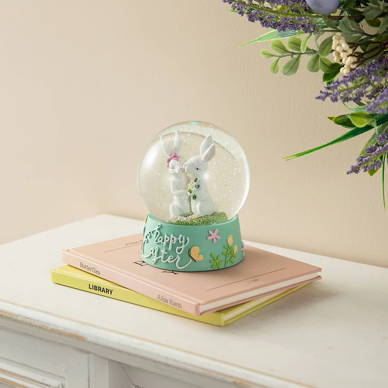 Glitzhome® 5" Easter Bunny Couple Waterglobe