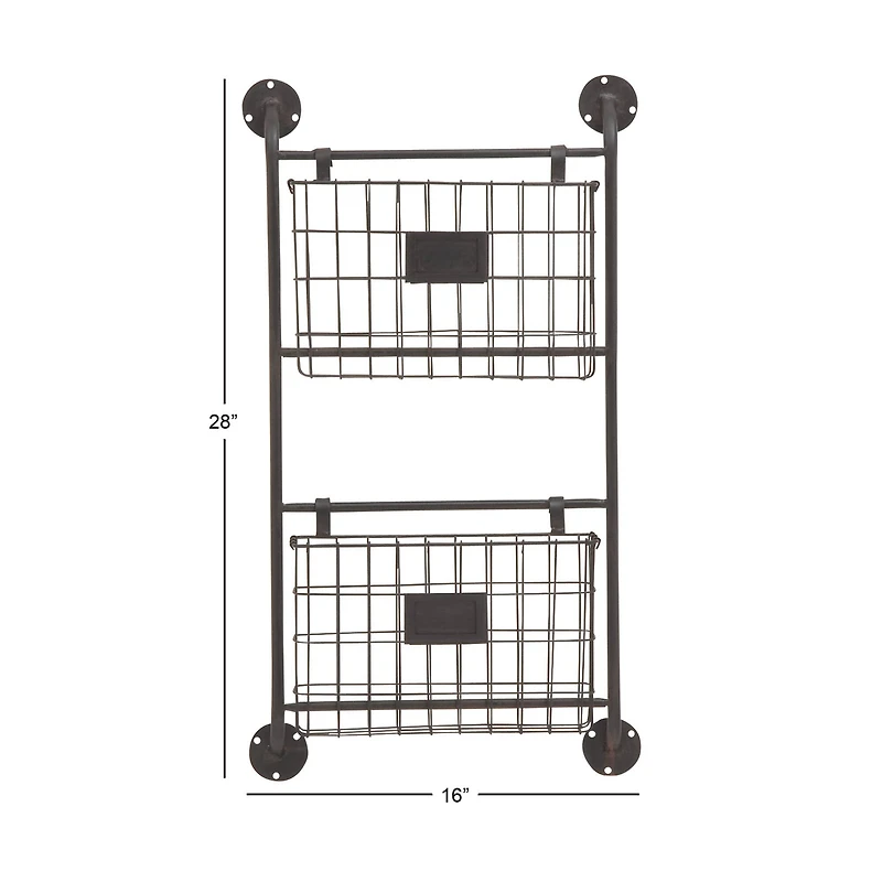 Black Metal Industrial Wall Mounted Magazine Rack