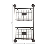 Black Metal Industrial Wall Mounted Magazine Rack