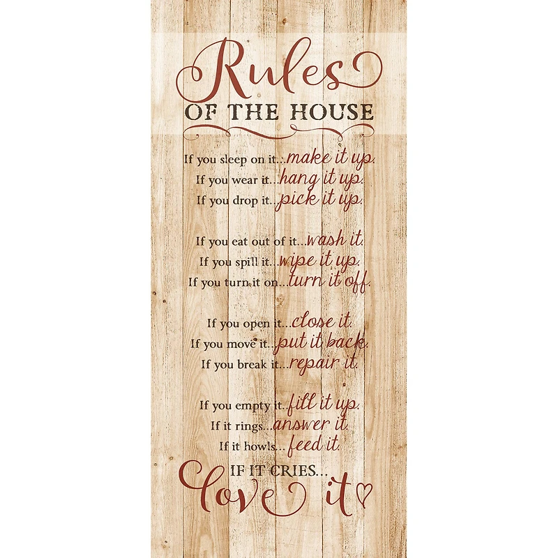 New Horizons Rules Of The House Wood Plaque
