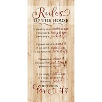 New Horizons Rules Of The House Wood Plaque