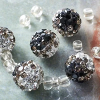 12 Pack: Charcoal Rhinestone Studded Acrylic Beads, 10mm by Bead Landing™