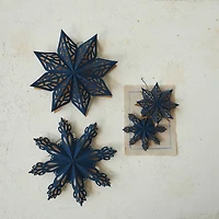 Hello Honey® 7" Navy & Gold Flocked Paper Snowflake Ornament Set