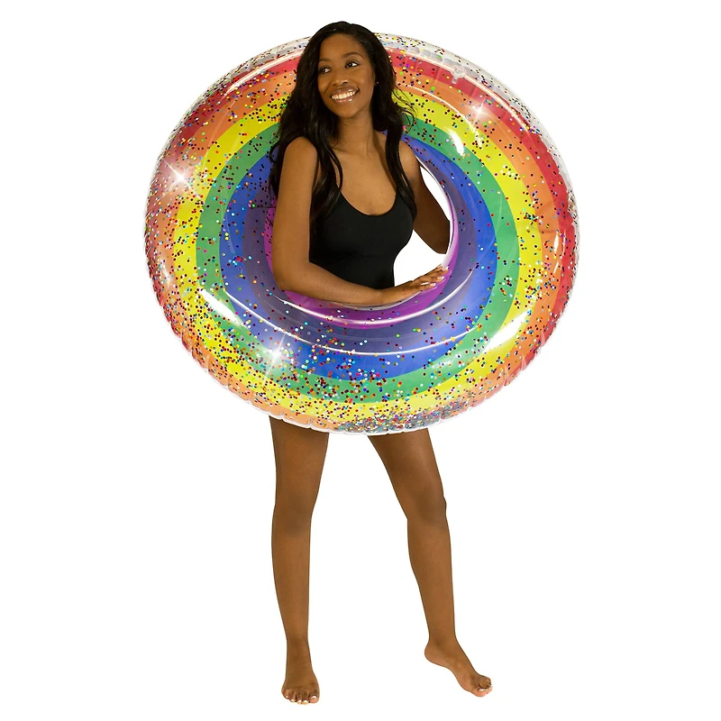 PoolCandy Classic Rainbow Glitter Jumbo Pool Tube