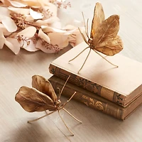 Golden Brown Leaf Butterfly Shelf Sitter Set