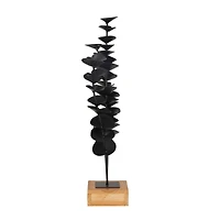 Black Metal Contemporary Floral Sculpture 18" x 9" x 4"