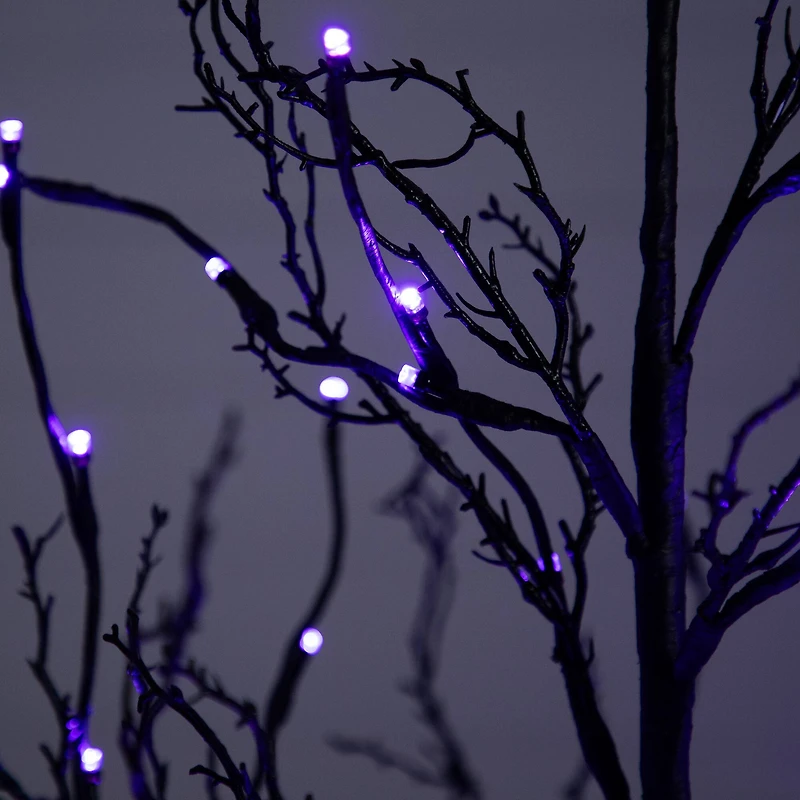 6ft. Pre-Lit LED Black Twig Artificial Halloween Tree