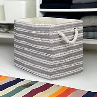 DII® Large Gray Basketweave & White Stripe Rectangle Paper Basket