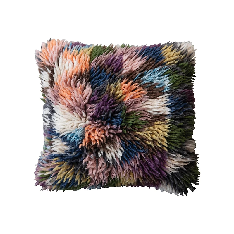 Hello Honey® 20" Multicolored Woven Wool Shag Pillow