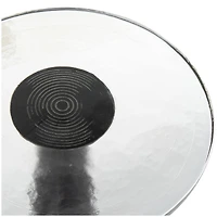 22" Black Aluminum Geometric Cone Accent Table with Textured Glass Tabletop