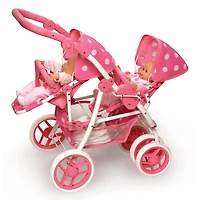 Badger Basket Pink Polka Dot Reversible Double Doll Stroller