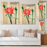 Designart - Red Rose With Buds