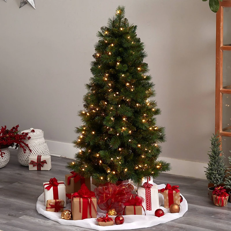 5ft. Pre-Lit West Virginia Mountain Pine Artificial Christmas Tree, Clear Lights