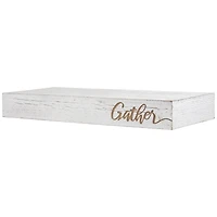 Whitewashed "Gather" Text Engraving Floating Wall Shelf