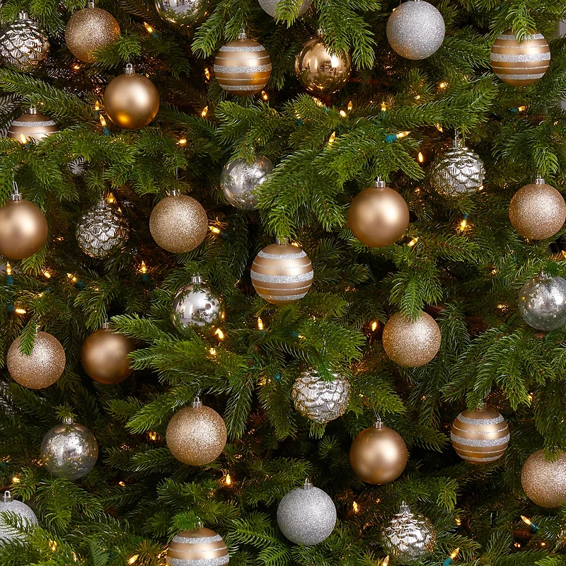 64ct. 3" Gold & Silver Shatterproof Ball Ornaments