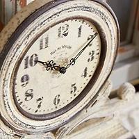 16" White Distressed Wood Country Clock