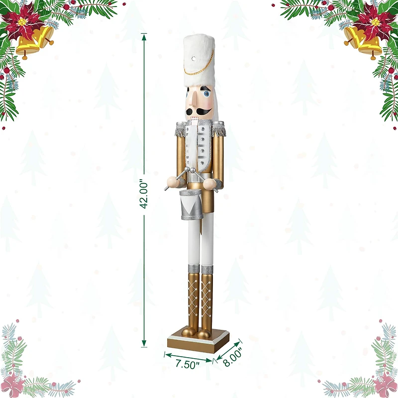 Glitzhome® 42" Gold & White Christmas Nutcracker
