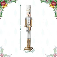 Glitzhome® 42" Gold & White Christmas Nutcracker 