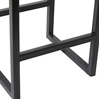 Black Iron and Leather Industrial Stool, 24" x 14" x 14"