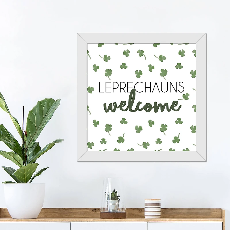 Leprechauns Welcome 16" x 16" White Framed Print Under Plexiglass