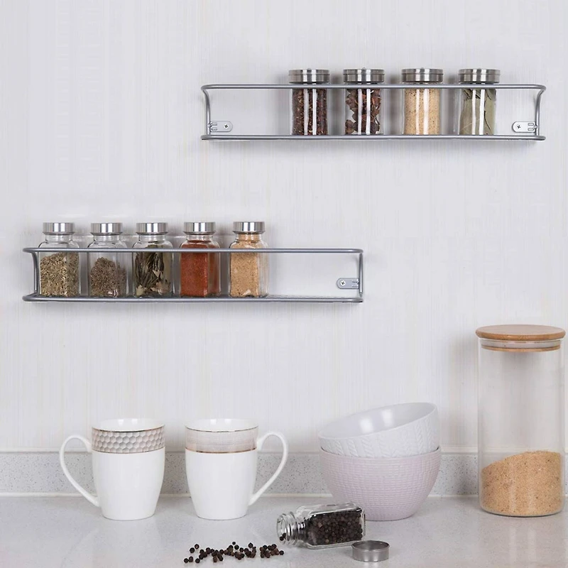 NEX™ Silver Wall-Mounted Spice Racks, 2ct.
