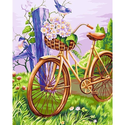 Crafting Spark Bicycle with Flowers Painting by Numbers Kit