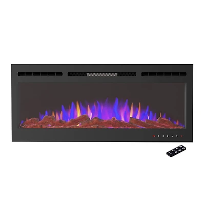 Hastings Home 50" Black Wall Recessed Electric Fireplace