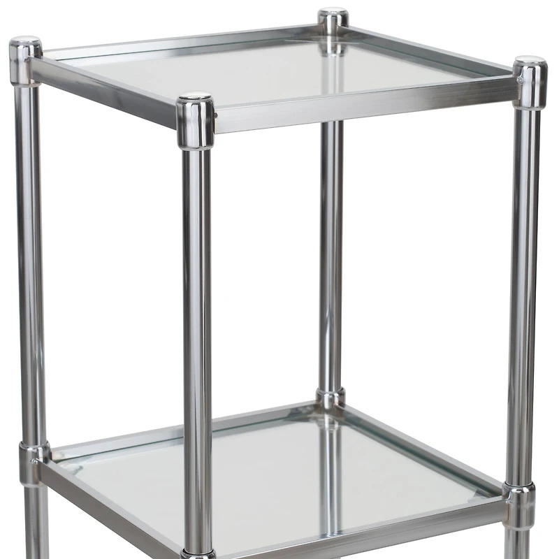Organize It All Glacier 34" 3-Tier Freestanding Tempered Glass Shelving Tower