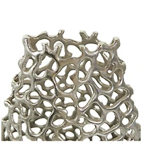 15" Silver Aluminum Vase with Freeform Open Lattice