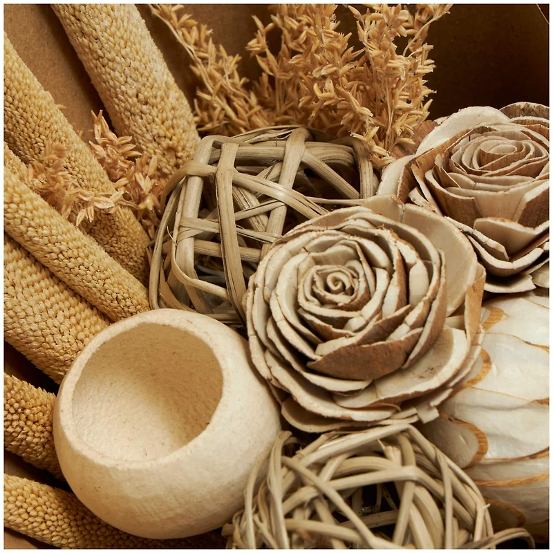 Light Brown Dried Floral Foliage Arrangement