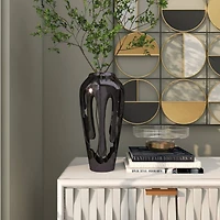 15" Black Aluminum Drip Vase with Melting Designed Body