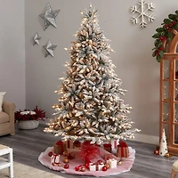 8ft. Pre-Lit Flocked West Virginia Spruce Artificial Christmas Tree, Clear Lights
