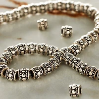 Antique Silver Carved Rondelle Beads by Bead Landing™