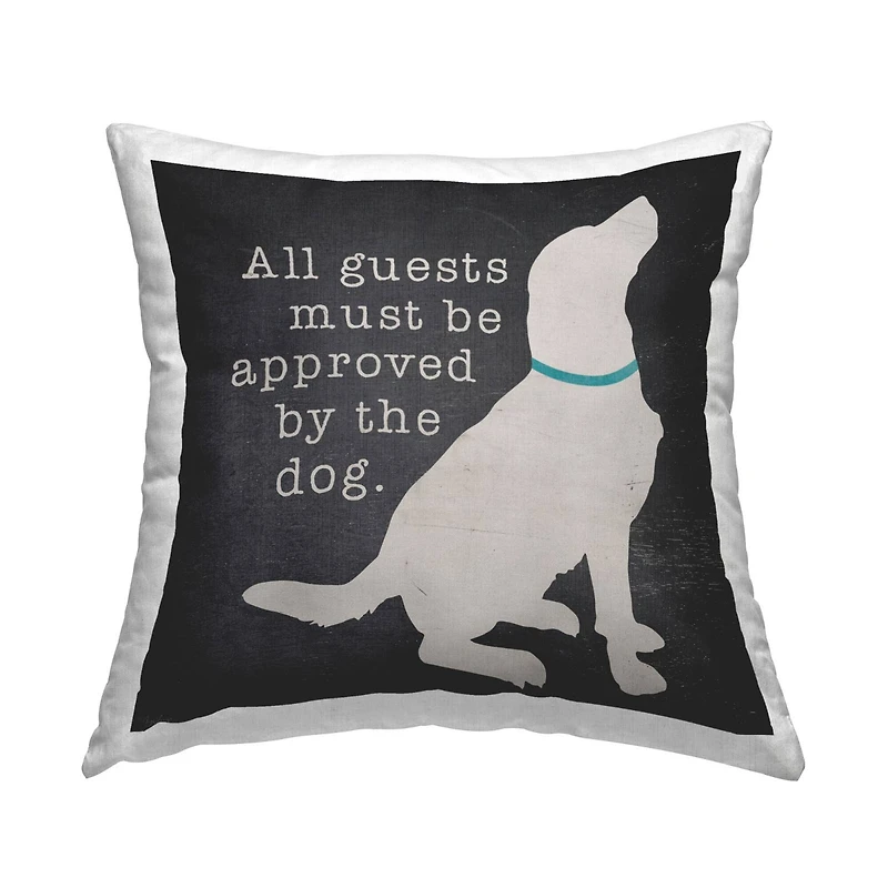 Stupell Industries All Guests Dog Approved Rustic Pet Silhouette Throw Pillow, 18" x 18"