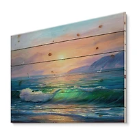 Designart - Blue Waves Breaking At The Beach V