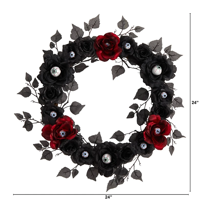 24" Eyeball Rose Halloween Artificial Wreath
