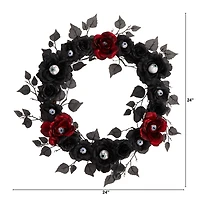24" Eyeball Rose Halloween Artificial Wreath
