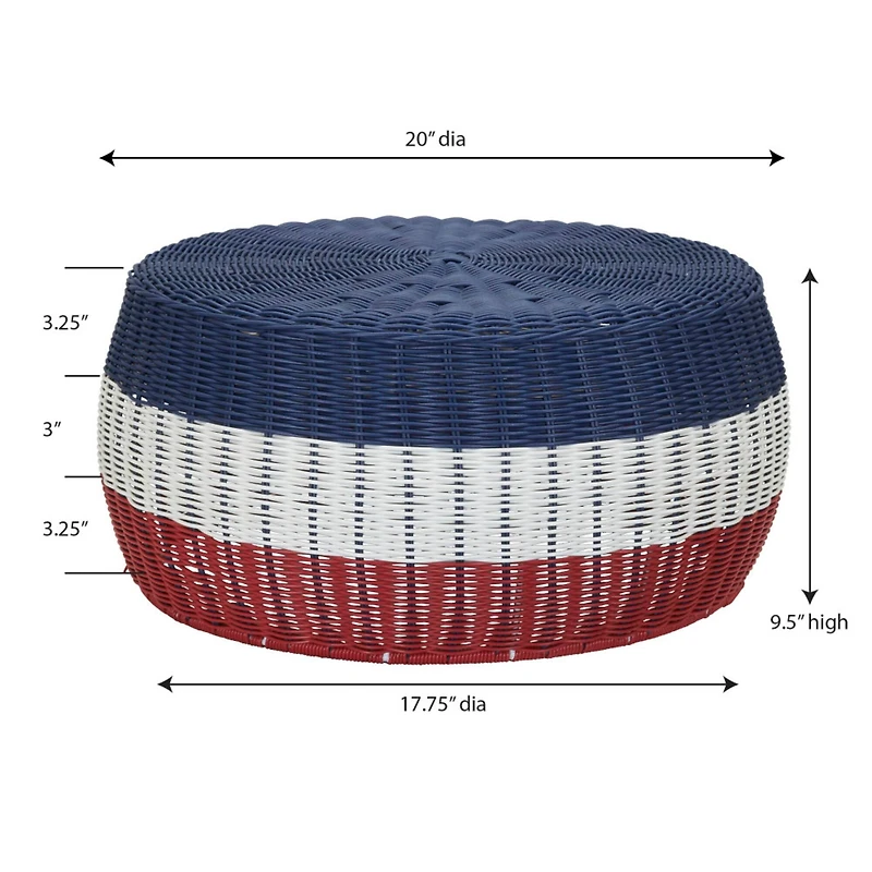 Household Essentials 9" Metal Woven Storage Ottoman