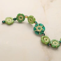 Green Hibiscus Czech Glass Flower Bead Mix by Bead Landing™