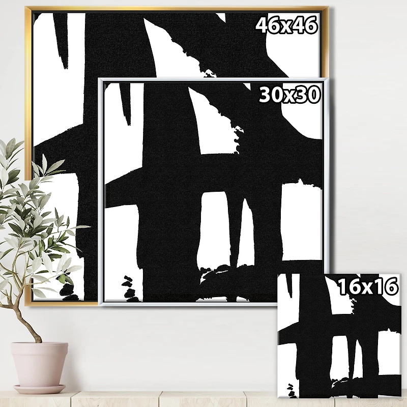 Designart Black & White Crossing Paths II Modern & Contemporary Framed Canvas
