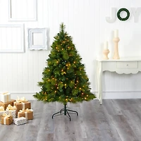 5ft. Pre-Lit North Carolina Mixed Pine Artificial Christmas Tree, Warm White LED Lights