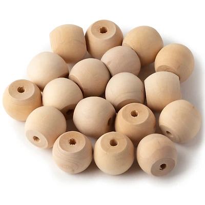 1" Round Wood Beads, 18ct. by Make Market®