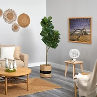 5.5ft. Fiddle Leaf Fig Artificial Tree in Handmade Natural Cotton Planter