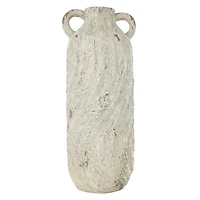22" Cream Magnesium Oxide Textured Amphora Vase with Handles