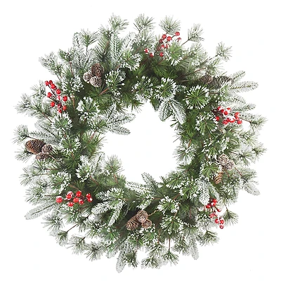 24" Pinecones & Berries Decorated Wreath