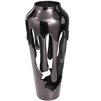 19" Black Aluminum Drip Vase with Melting Designed Body