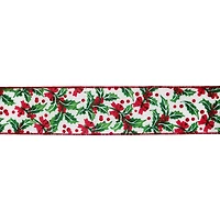 2.5" x 20ft. Holly & Bows Wired Ribbon by Celebrate It®