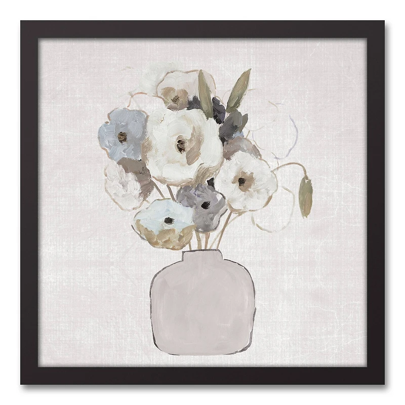 Sketchy Muted Florals Black Framed Canvas