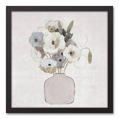 Sketchy Muted Florals Black Framed Canvas