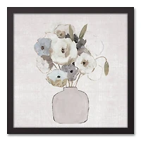 Sketchy Muted Florals Black Framed Canvas